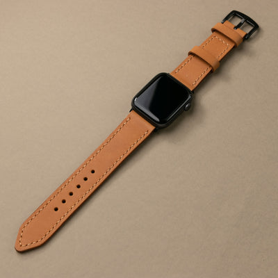 VegTan Deri Apple Watch Kayışı - Apricot - Roarcraft TR