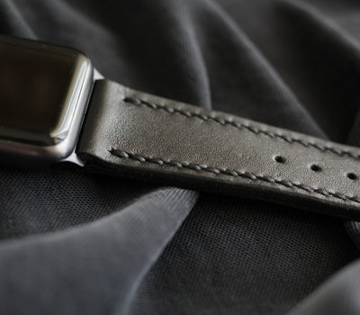 Özel Yapım Apple Watch Deri Saat Kayışı - Siyah